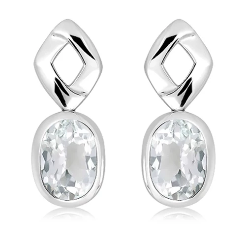Gate White Topaz stříbrné náušnice s bílým topazem
