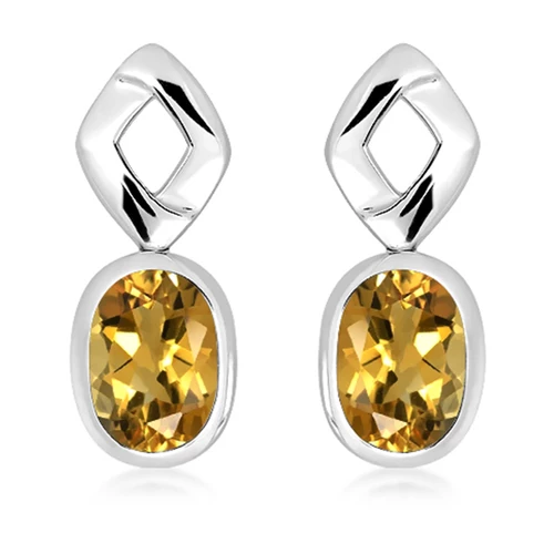 Gate Cognac Quartz stříbrné náušnice s hnědým quartzem