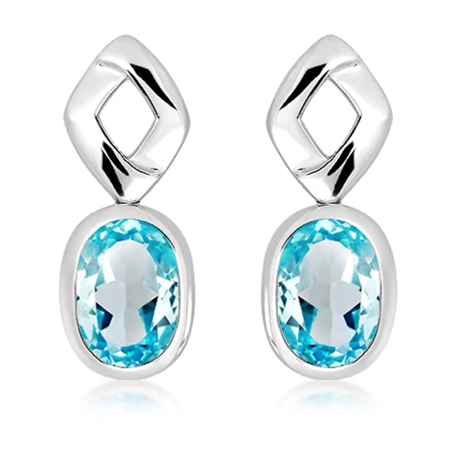 Gate Blue Topaz stříbrné náušnice s modrým topazem