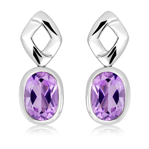Gate S Amethyst stříbrné náušnice s fialovým amethystem