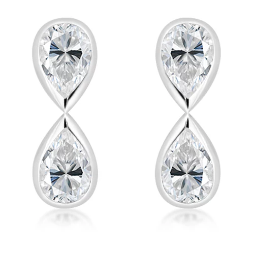 Amber White Topaz stříbrné náušnice s bílým topazem