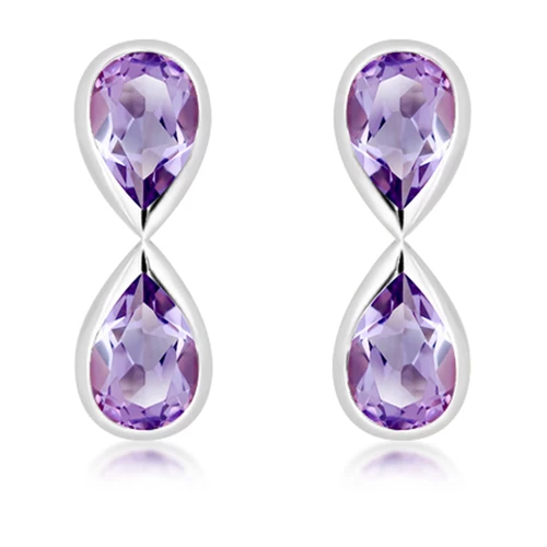 Amber Amethyst stříbrné náušnice s amethystem