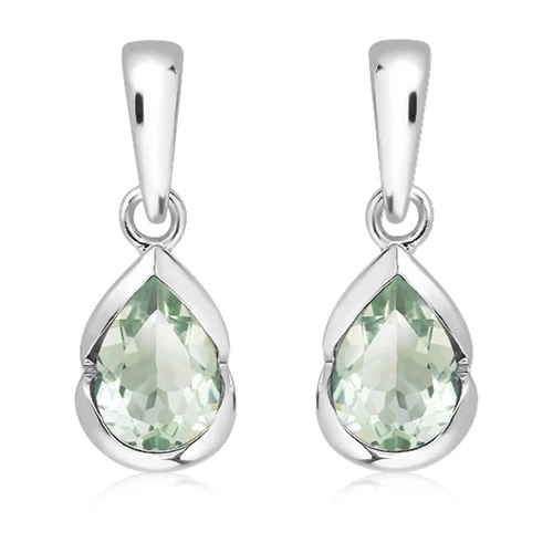 Samba Green Amethyst stříbrné náušnice se zeleným amethystem