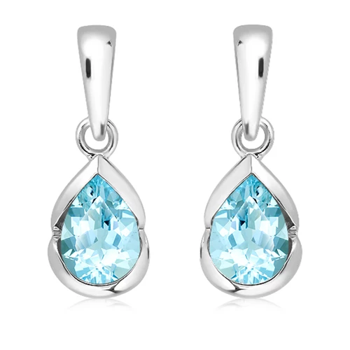 Samba Blue Topaz stříbrné náušnice s modrým topazem