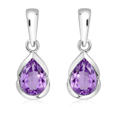 Samba S Amethyst stříbrné náušnice s fialovým amethystem