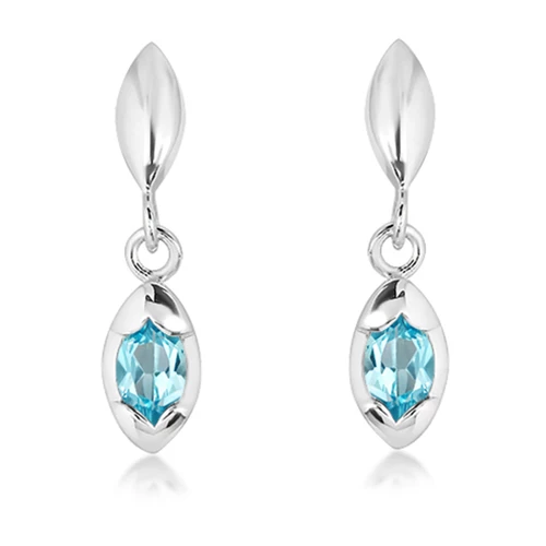 Midla Blue Topaz stříbrné náušnice s modrým topazem