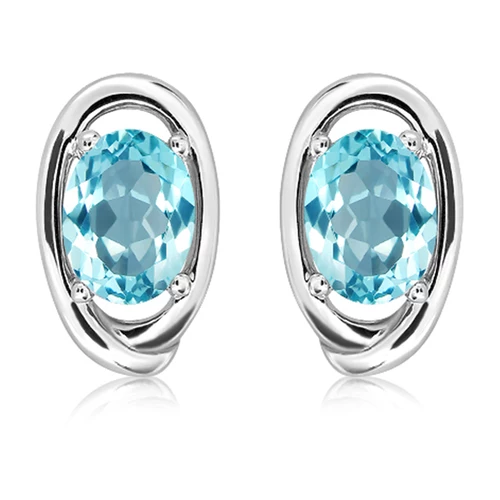 Petal Blue Topaz stříbrné náušnice s modrým topazem