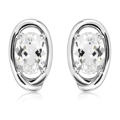 Petal White Topaz stříbrné náušnice s bílým topazem