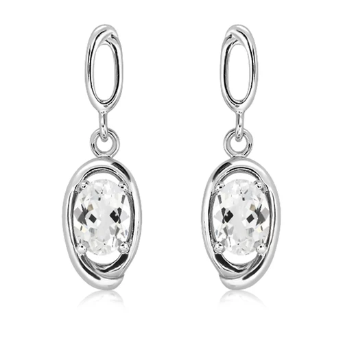 Drop White Topaz stříbrné náušnice s bílým topazem