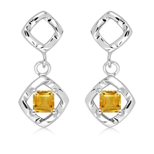 Womb Golden Citrine stříbrné náušnice s citrínem