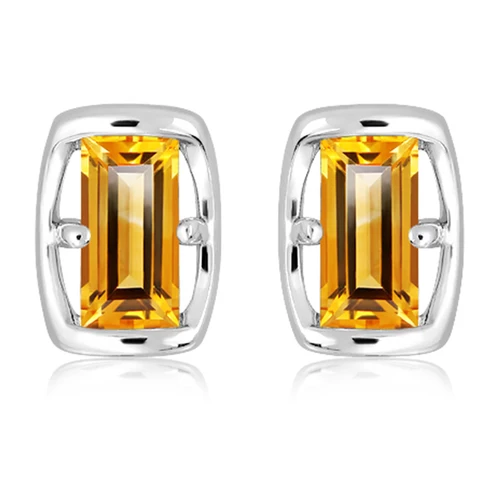 Veil Gold Citrine stříbrné náušnice s citrínem