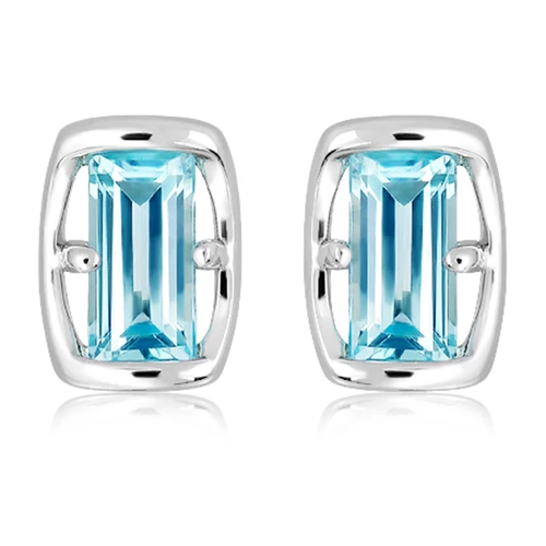 Veil Blue Topaz stříbrné náušnice s modrým topazem