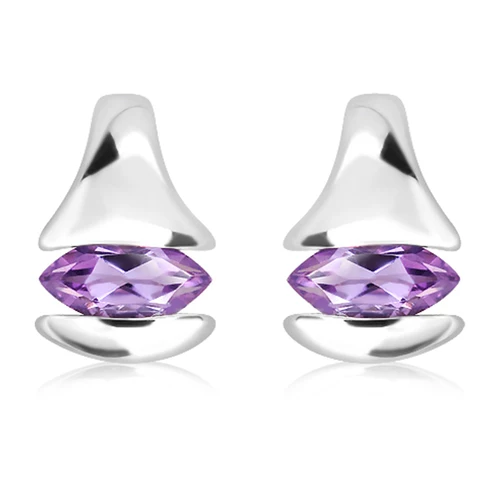 Orchid S Amethyst stříbrné náušnice s fialovým ametystem