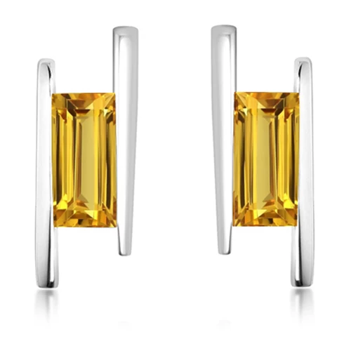 Frost Golden Citrine stříbrné náušnice se zlatým citrínem