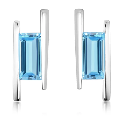 Frost Blue Topaz stříbrné náušnice s modrým topazem