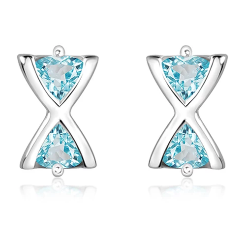 Marble Blue Topaz stříbrné náušnice s modrým topazem