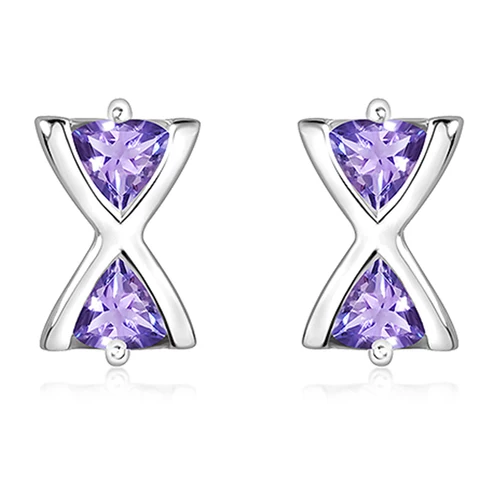 Marble S Amethyst stříbrné náušnice s fialovým amethystem