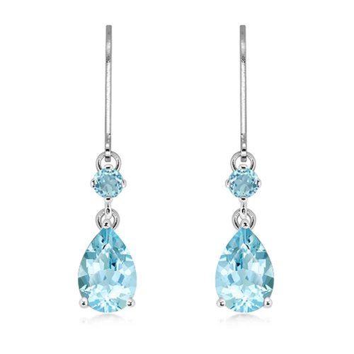 Tarel Blue Topaz stříbrné náušnice s modrým topazem