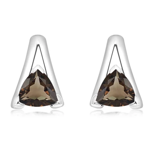 Edge Smoky Quartz stříbrné náušnice s quartzem