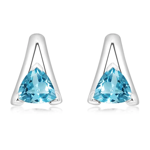 Edge Blue Topaz stříbrné náušnice s modrým topazem