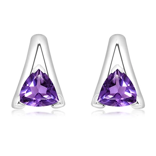 Edge S Amethyst stříbrné náušnice s fialovým amethystem