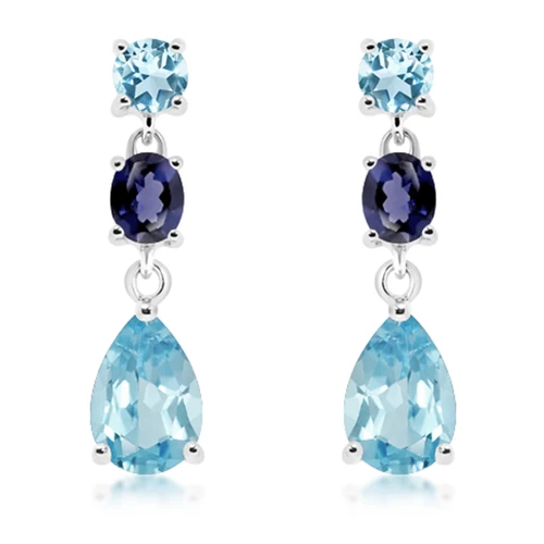 Porta Blue Topaz stříbrné náušnice s modrým topazem