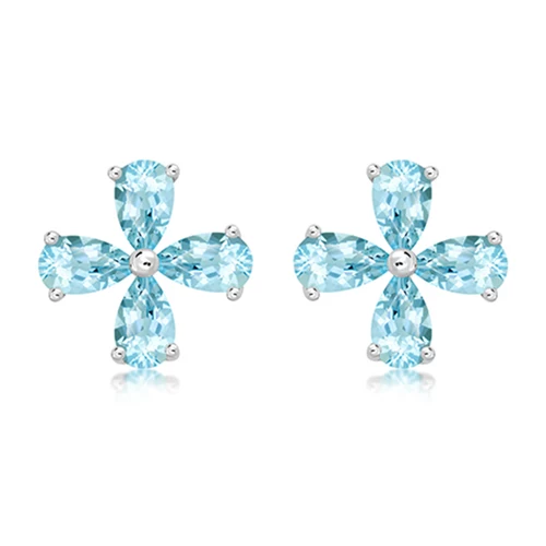 Time Blue Topaz stříbrné náušnice s modrým topazem