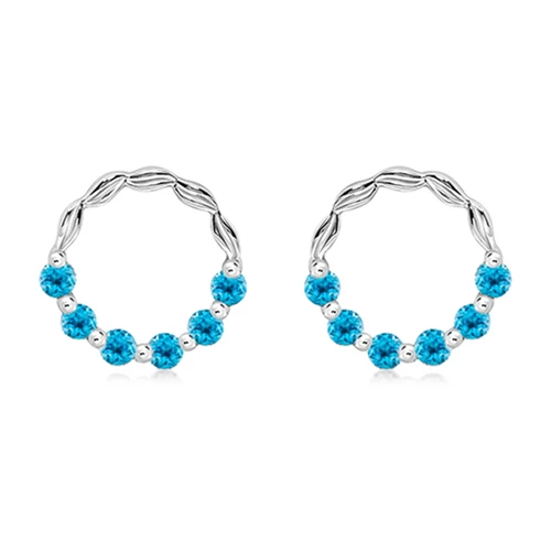 Snow Blue Topaz stříbrné náušnice s modrým topazem
