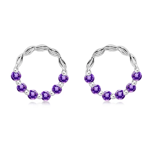 Snow S Amethyst stříbrné náušnice s fialovým amethystem