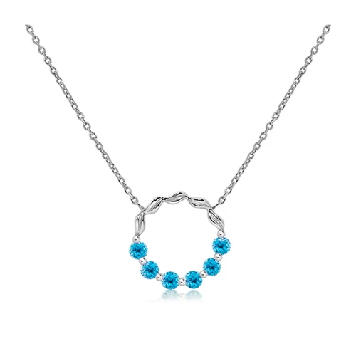 Lava Blue Topaz stříbrný náhrdelník s modrým topazem
