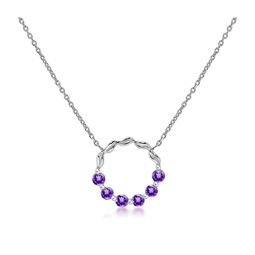 Lava S Amethyst stříbrný náhrdelník s fialovým amethystem