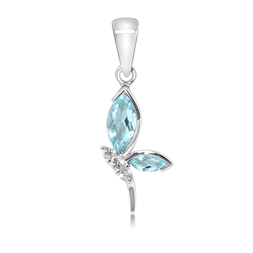 Stare Blue Topaz + White Topaz stříbrný přívěsek s modrým a bílým topazem