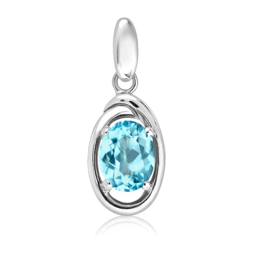 Zephyr Blue Topaz stříbrný přívěsek s modrým topazem