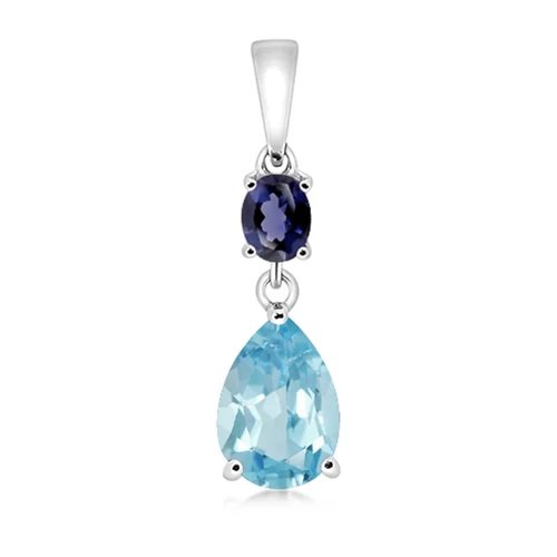 Pora Blue Topaz stříbrný přívěsek s modrým topazem