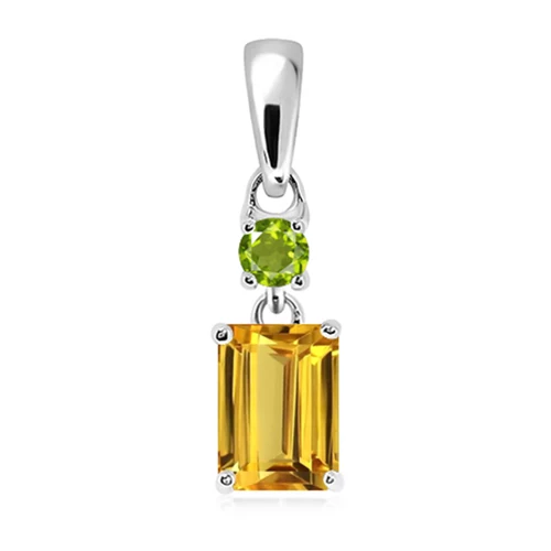 Mure S Golden Citrine + Peridot stříbrný přívěsek s zlatým citrínem a peridotem