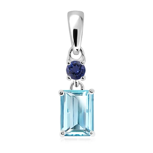 Mure S Blue Topaz + Lolit stříbrný přívěsek s modrým topazem a lolitem