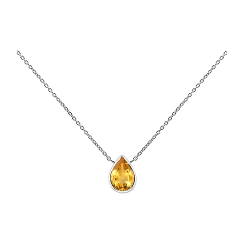 Ether Golden Citrine stříbrný náhrdelník se zlatým citrínem