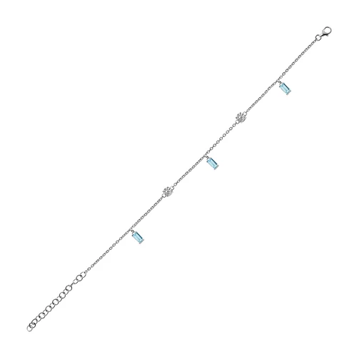 Mystic Blue Topaz + White Topaz stříbrný náramek s modrým a bílým topazem