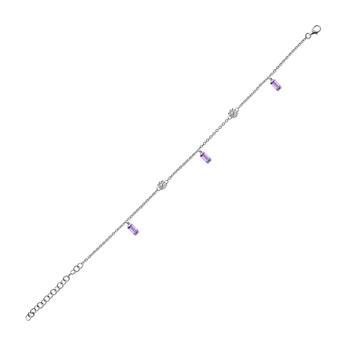Mystic S Amethyst + White Topaz stříbrný náramek s fialovým amethystem a bílým topazem