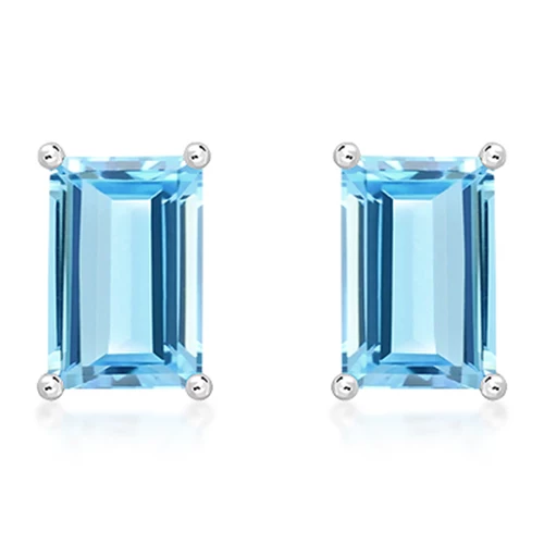 Luster Blue Topaz stříbrné náušnice s modrým topazem