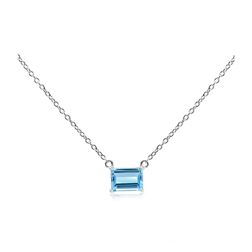 Dusk Blue Topaz stříbrný náhrdelník s modrým topazem