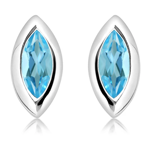 Aurora Blue Topaz stříbrné náušnice s modrým topazem