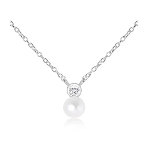 Alven S Pearl + White Topaz stříbrný náhrdelník s perlou a bílým topazem