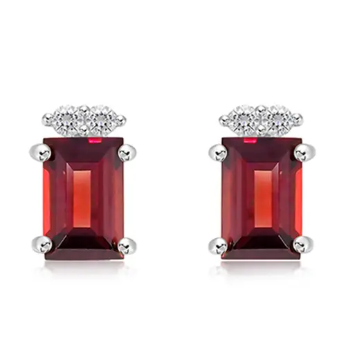 Avenor S Garnet + White Topaz stříbrné náušnice s granátem a bílými topazy