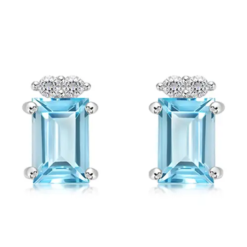 Avenor S Blue Topaz + White Topaz stříbrné náušnice s modrým a bílými topazy