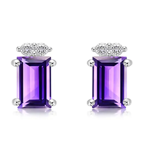 Avenor S Amethyst + White Topaz stříbrné náušnice s ametystem a bílými topazy