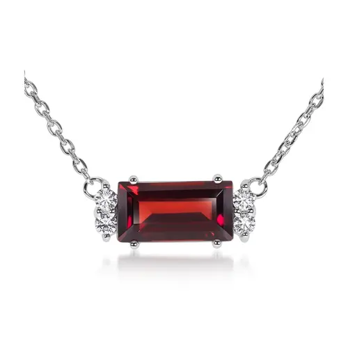 Nara S Garnet + White Topaz stříbrný náhrdelník s granátem a bílými topazy