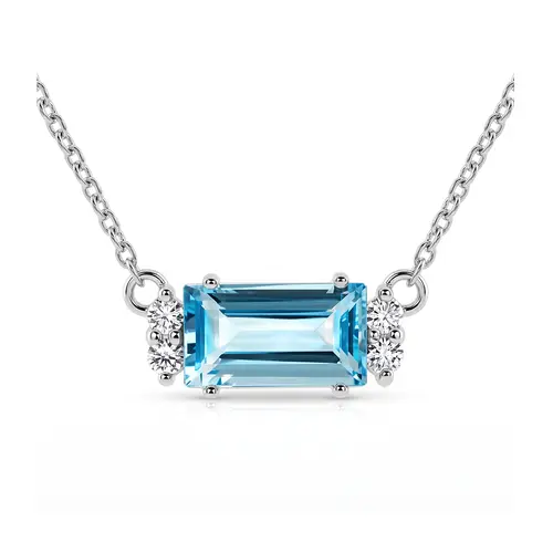 Nara S Blue Topaz + White Topaz stříbrný náhrdelník s modrým a bílými topazy