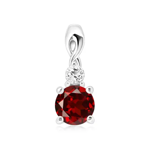 Mevia S Garnet + White Topaz stříbrné přívěsek s granátem a bílým topazem