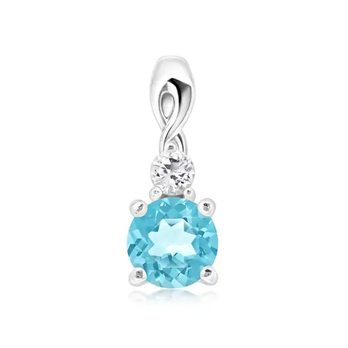 Mevia S Blue Topaz + White Topaz stříbrné přívěsek s modrým a bílým topazem